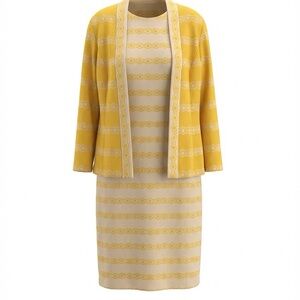 60’s Vintage L’Aiglon mod yellow and white dress and jacket L